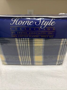 100% Cotton Flannel Sheet Set - Blue and Yellow Plaid